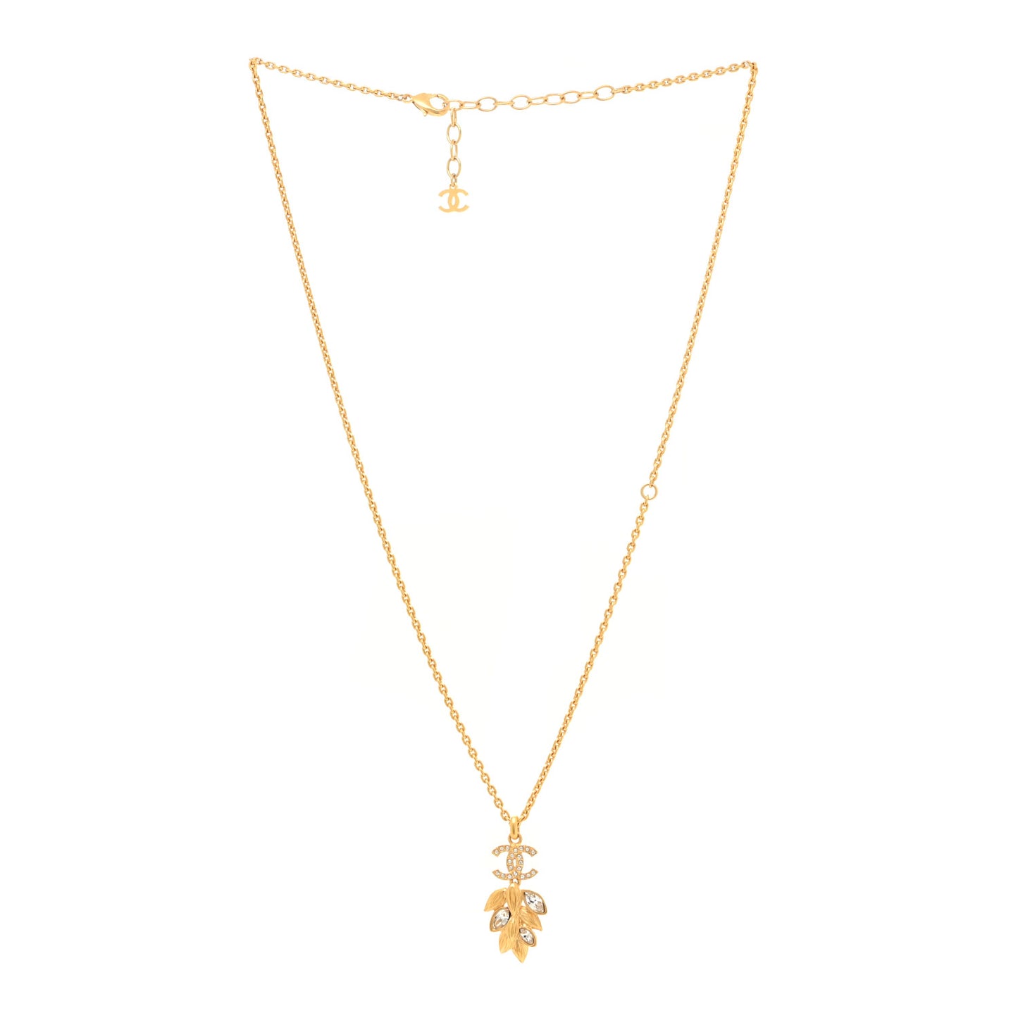Crystal Sparkling Wheat CC Necklace Gold