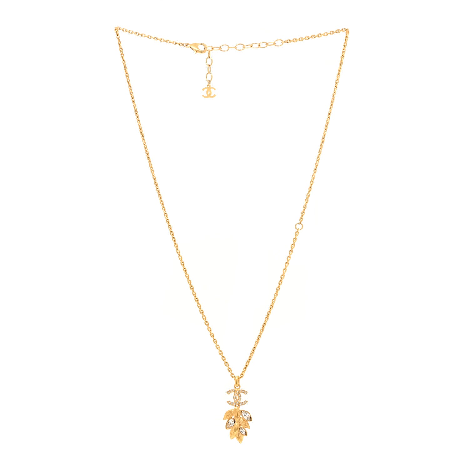 Chanel Crystal Sparkling Wheat CC Necklace Gold 3 of 5