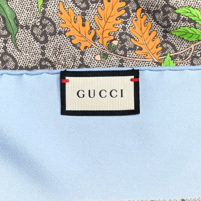 Gucci Silk Twill GG Monogram Special Florio Square Scarf Beige Sky Blue 6 of 6