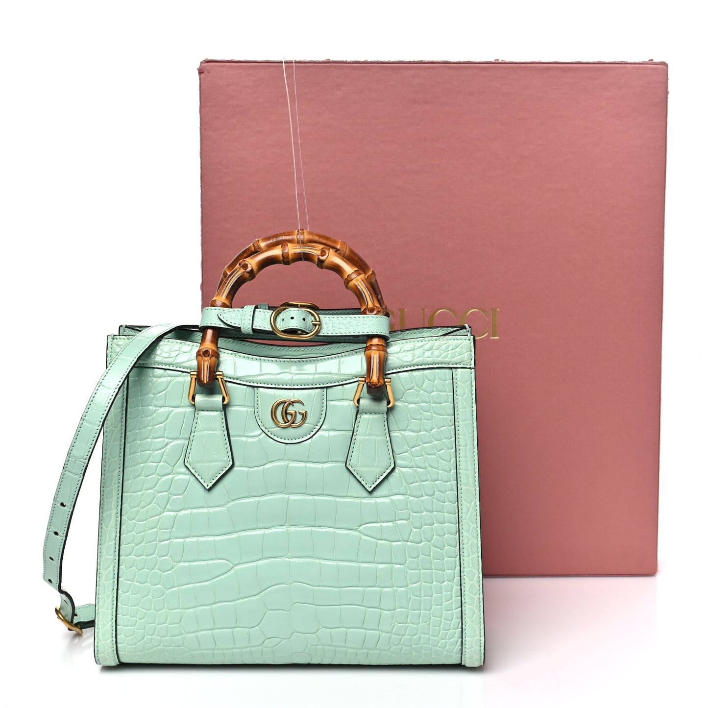 Alligator Small Diana Tote Bag Green
