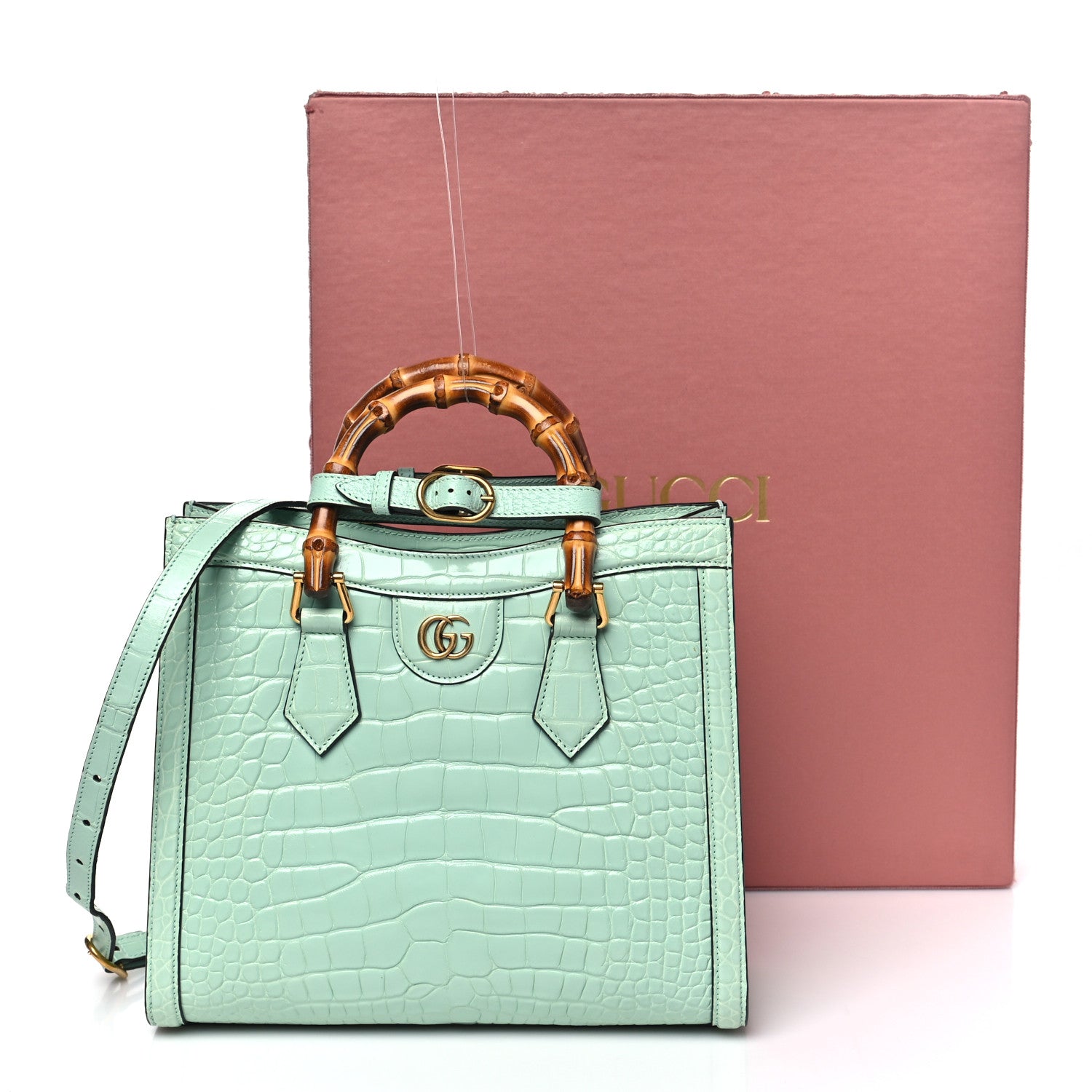 Gucci Alligator Small Diana Tote Bag Green 12 of 12