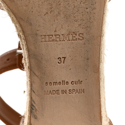 Hermes Goatskin Elda Espadrille Wedge Sandals 37 Natural 8 of 13