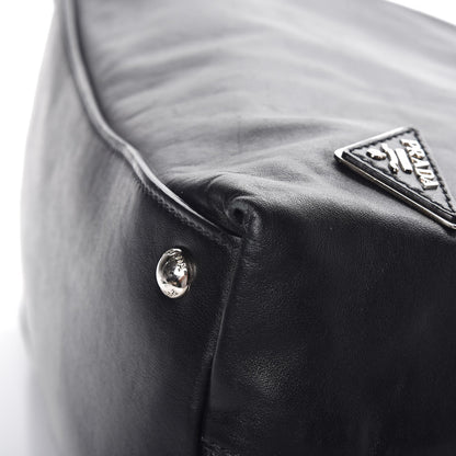 Prada Soft Calf Side Zip Hobo Black 10 of 12