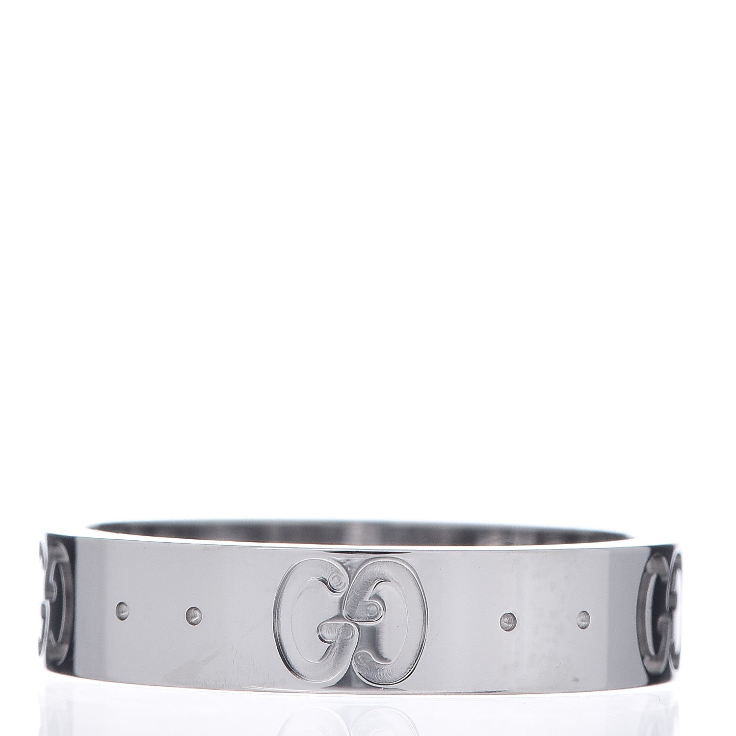 Gucci 18K White Gold 4mm Icon Thin Band Ring 49 4.75 3 of 4