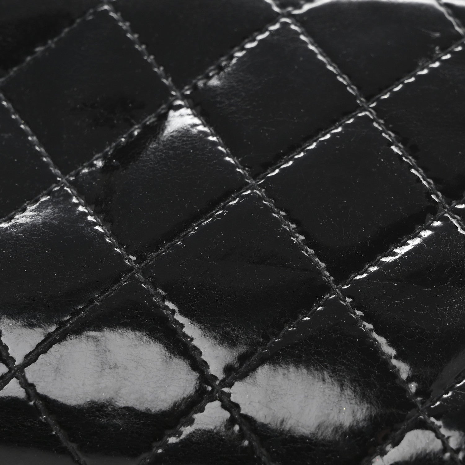 Chanel Patent Quilted Large Gusset Zip Around Wallet Black Black 13 of 13