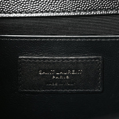 Saint Laurent Grain De Poudre Textured Mixed Matelasse Triquilt Medium Monogram Monochrome Satchel Black 6 of 8