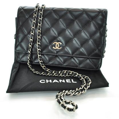 Chanel Lambskin Quilted Wallet On Chain WOC Black 12 of 12