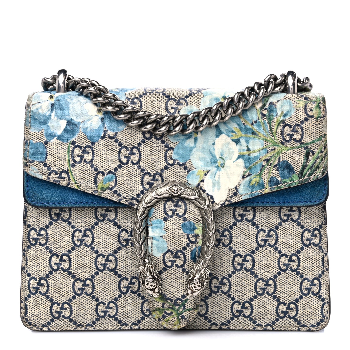 GG Supreme Monogram Blooms Mini Dionysus Shoulder Bag Beige Navy Vintage Blue