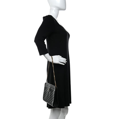 Saint Laurent Lambskin Quilted Monogram Baby Victoire Chain Clutch Bag Black 2 of 8