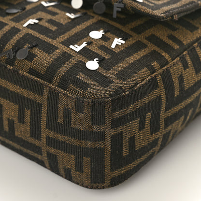 Fendi Fabric Jacquard F Paillettes Vitello Cover FF 1974 Embroidered Baguette Tobacco Moro Argento 8 of 8