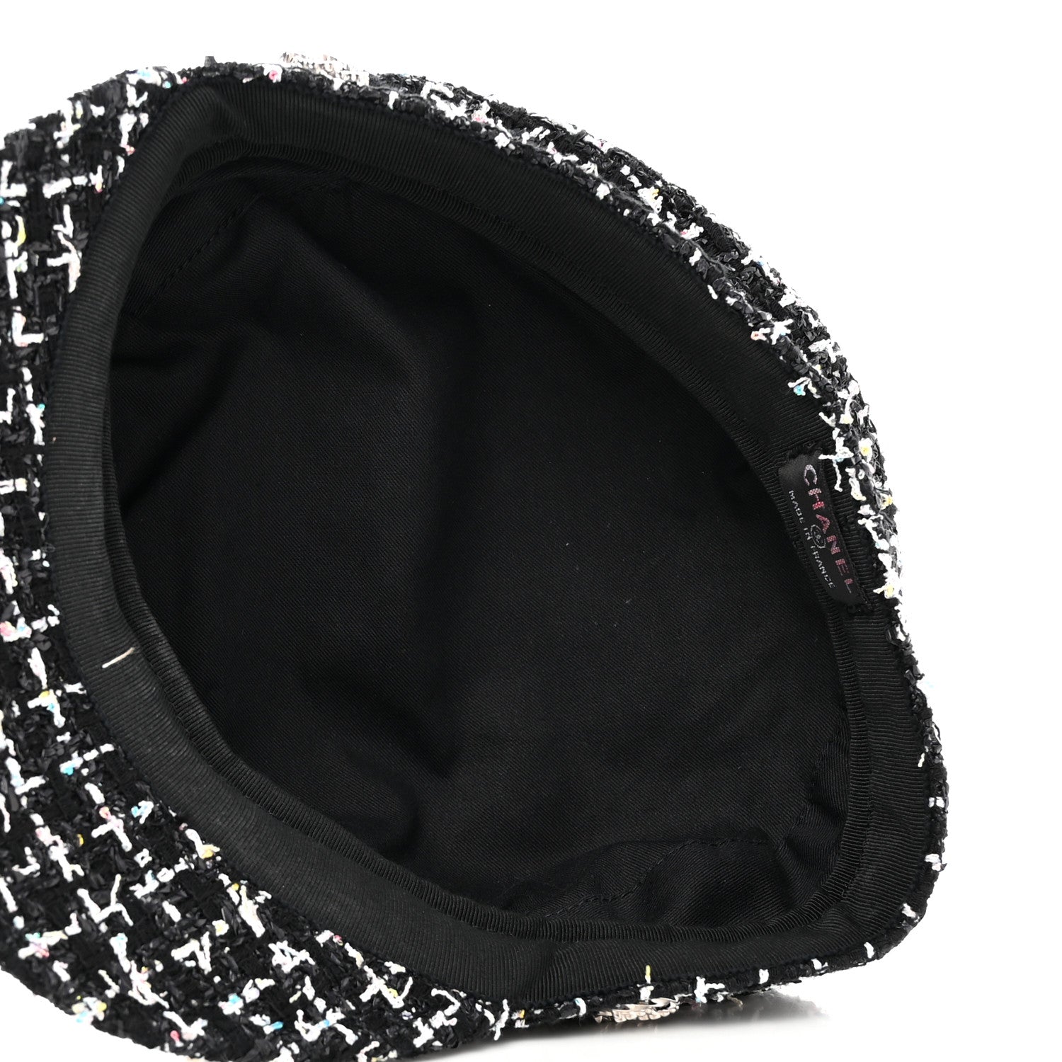 Chanel Metallic Tweed Lambskin CC Cap Black White 7 of 11