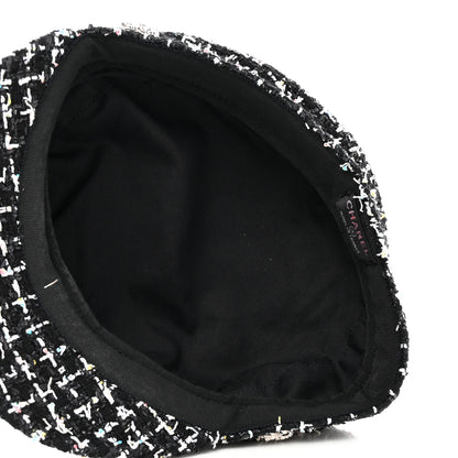 Chanel Metallic Tweed Lambskin CC Cap Black White 7 of 11