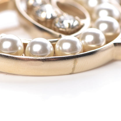 Chanel Pearl Crystal CC Brooch Gold Pearly White 5 of 7