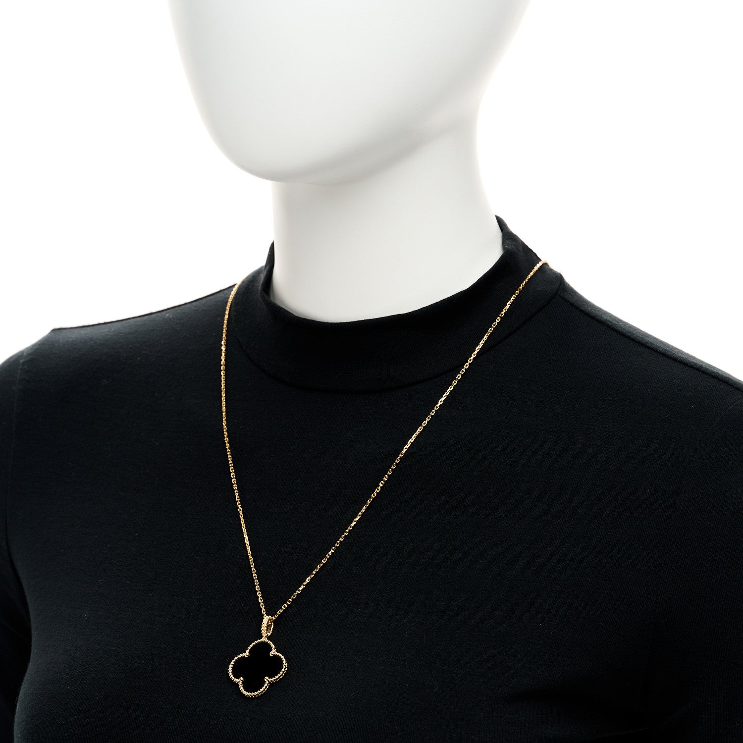 Van Cleef & Arpels 18K Yellow Gold Black Onyx Magic Alhambra Pendant Necklace 2 of 6