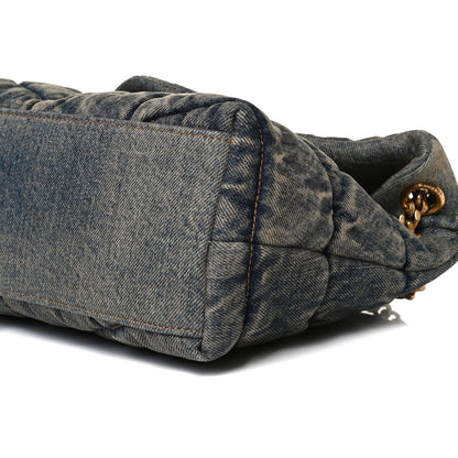 Saint Laurent Denim Quilted Small Loulou Puffer Monogram Chain Satchel Rodeo Blue 10 of 13