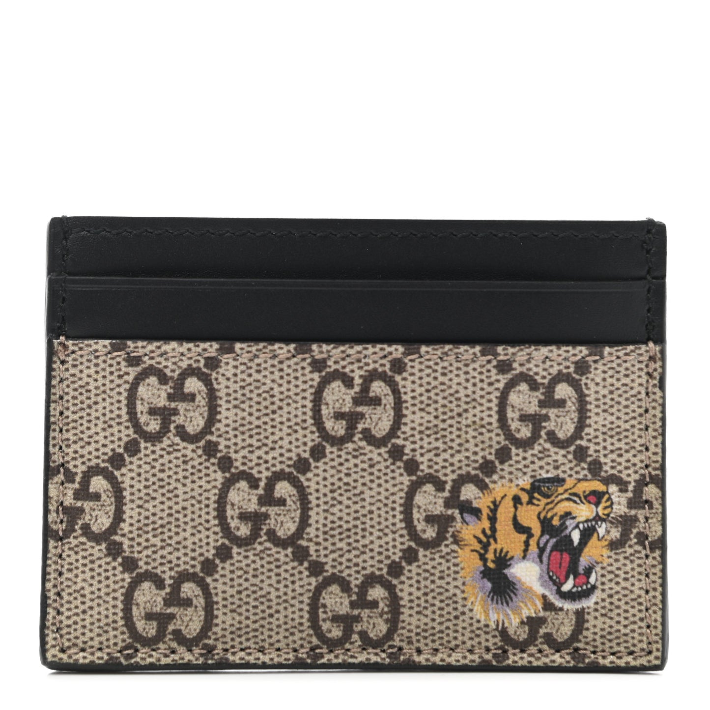 GG Supreme Monogram Tiger Print Card Holder Black