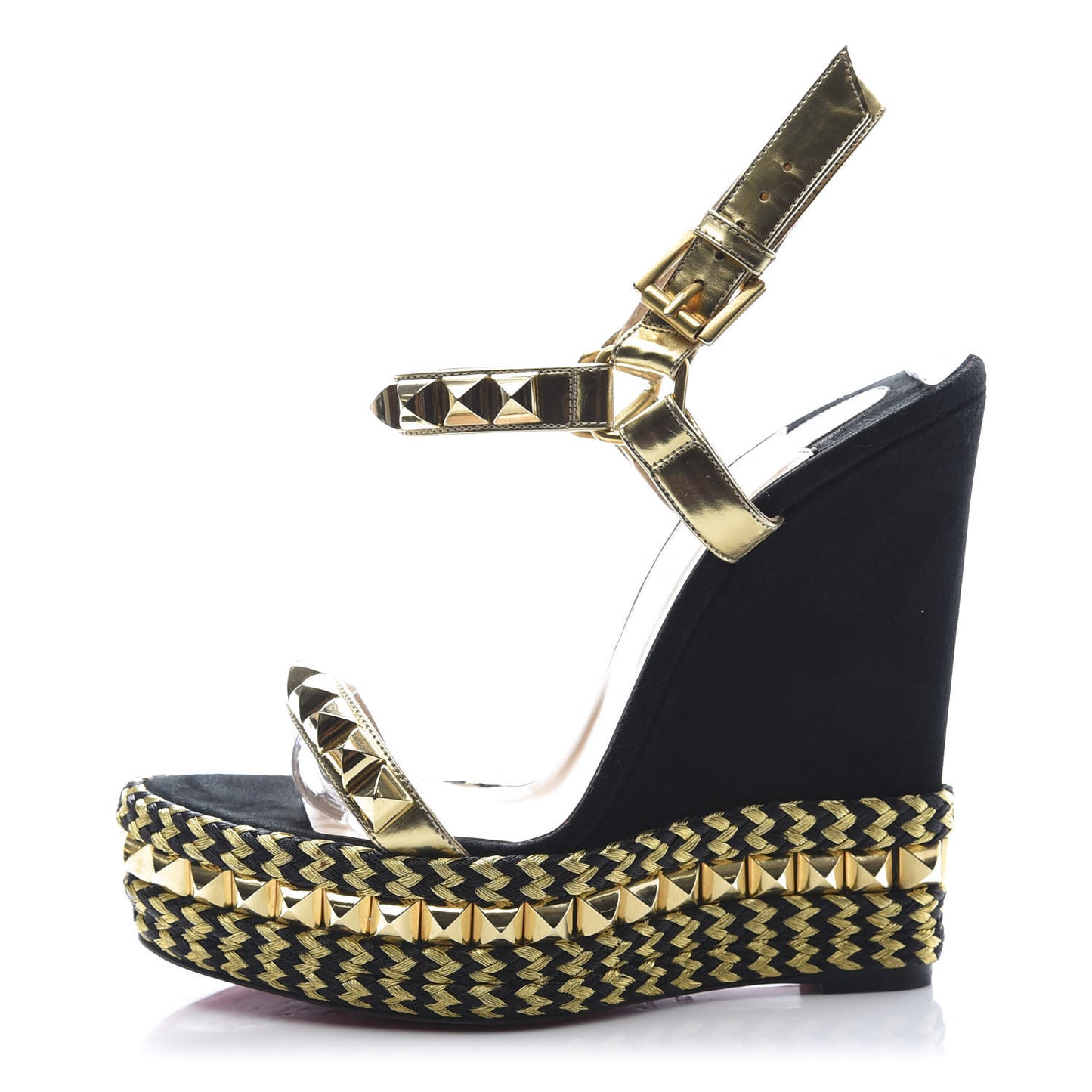 Suede Rope Cataclou 140 Wedge Sandals 37 Black Gold