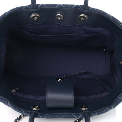 Chanel Denim Quilted Large Coco Handle Shopping Tote Blue 6 of 13