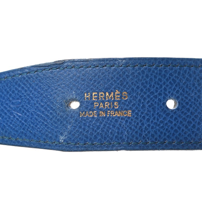 Hermes Courchevel 32mm H Belt 70 Bleu France Gold 5 of 8