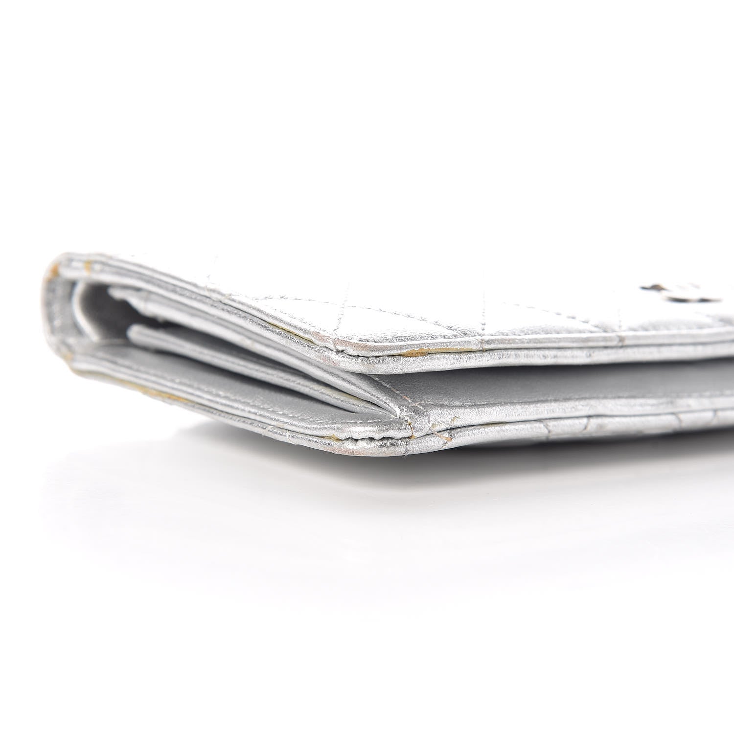 Chanel Metallic Lambskin Quilted Yen Wallet Silver 12 of 19