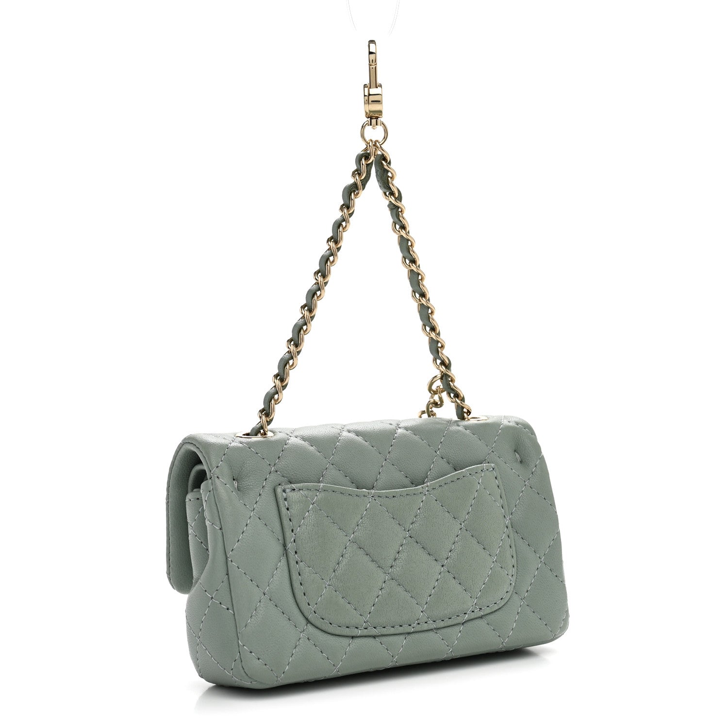 Chanel Lambskin Quilted Mini Flap Bag Charm With Hook Green 3 of 7