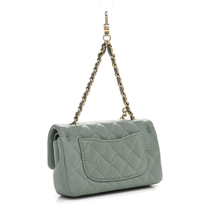 Chanel Lambskin Quilted Mini Flap Bag Charm With Hook Green 3 of 7