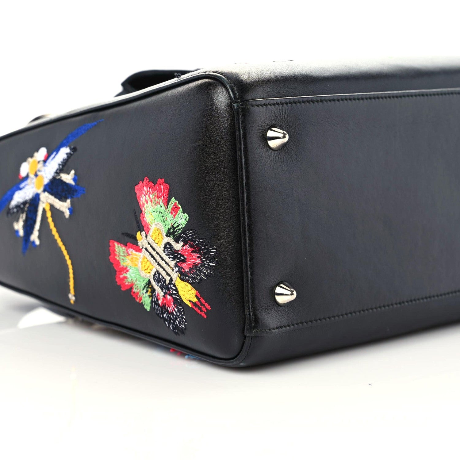 Christian Dior Smooth Calfskin Embroidered Beaded Birds Medium Lady Dior Black 7 of 11