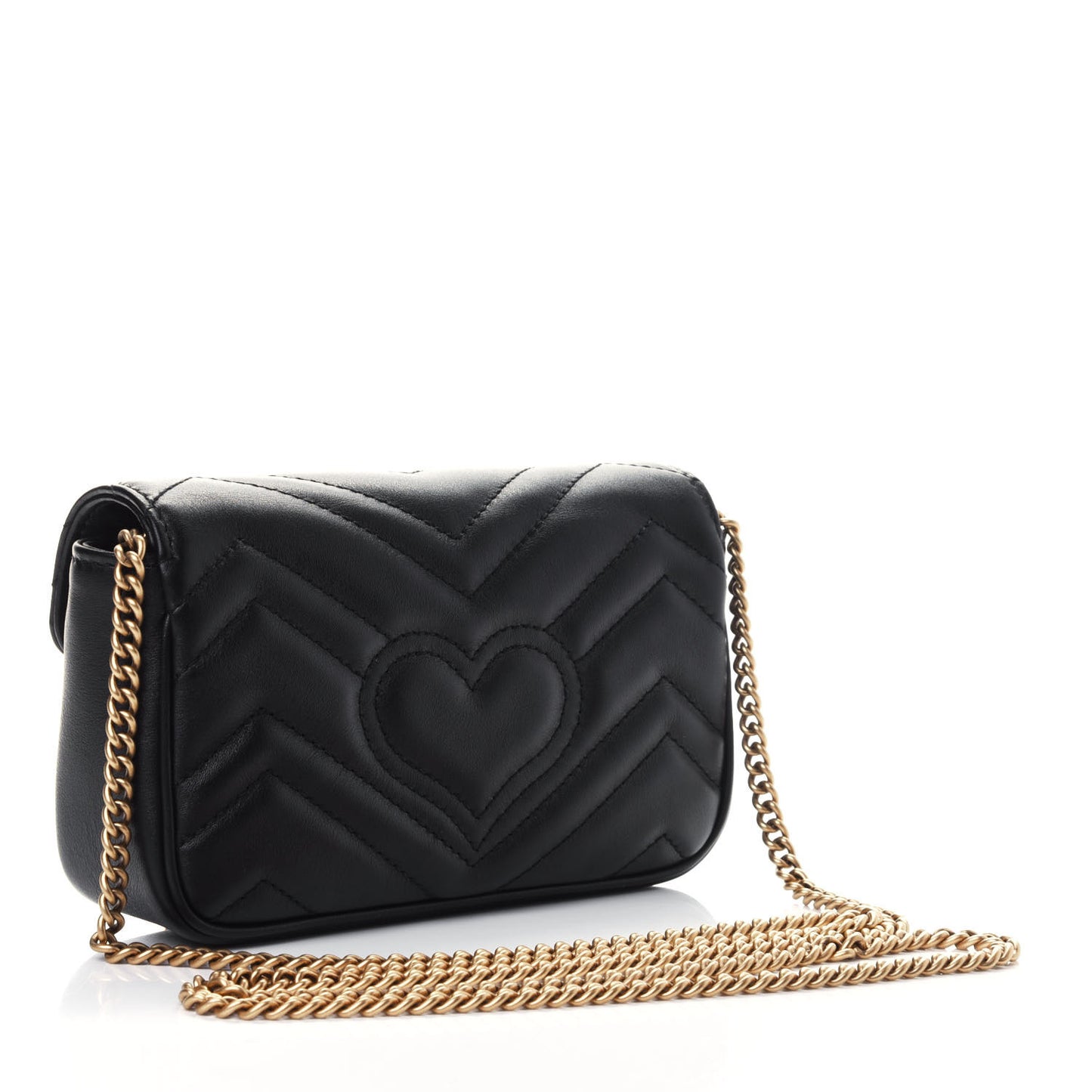 Calfskin Matelasse Super Mini GG Marmont Shoulder Bag Black