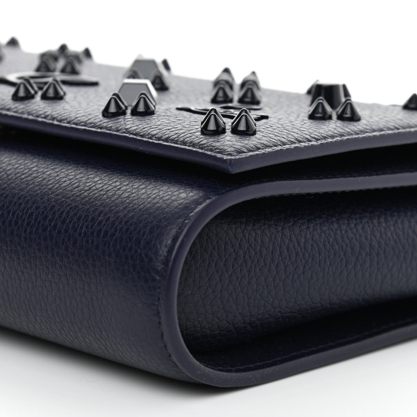 Calfskin Spikes Loubinthesky Paloma Clutch Navy