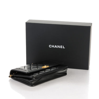 Chanel Lambskin Quilted Boy Wallet On Chain WOC Black 4 of 8