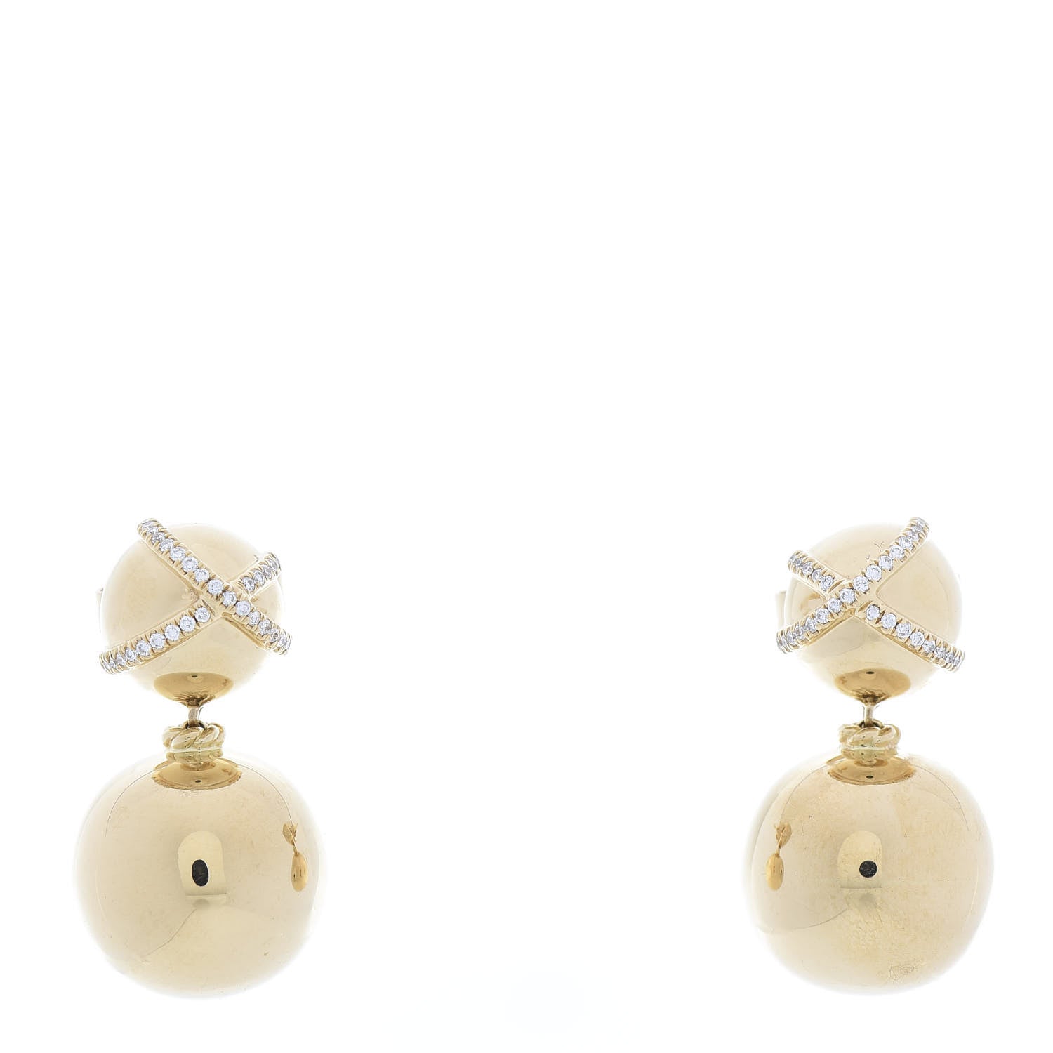 David Yurman 18K Yellow Gold Diamond Solari Wrap Double Drop Earrings 1 of 4