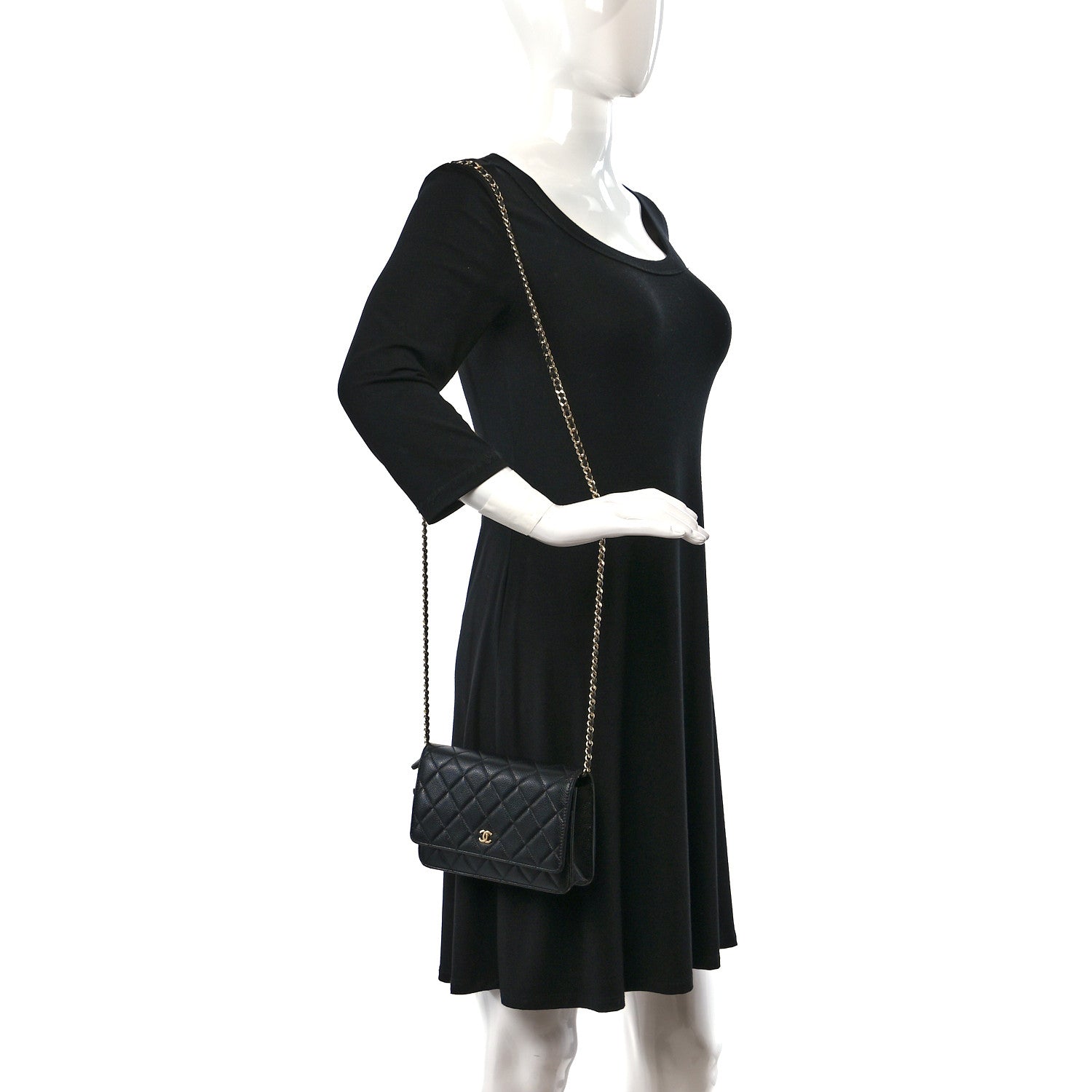 Chanel Caviar Quilted Wallet on Chain WOC Black 2 of 10