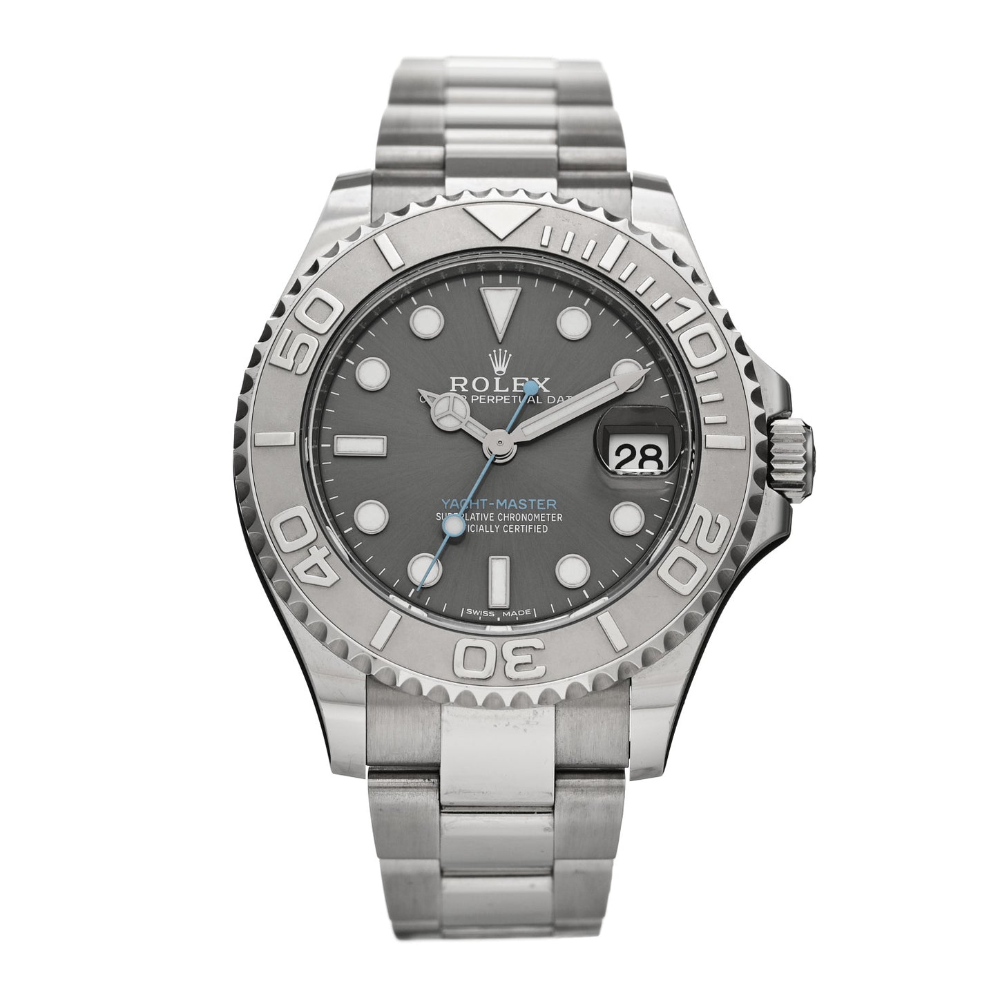 Stainless Steel Platinum 37mm Oyster Perpetual Date Yacht-Master Watch Slate 268622