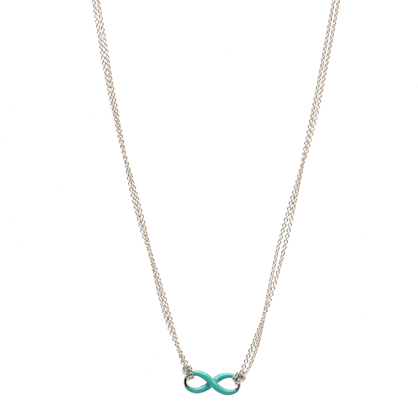 Sterling Silver Enamel Infinity Necklace Blue