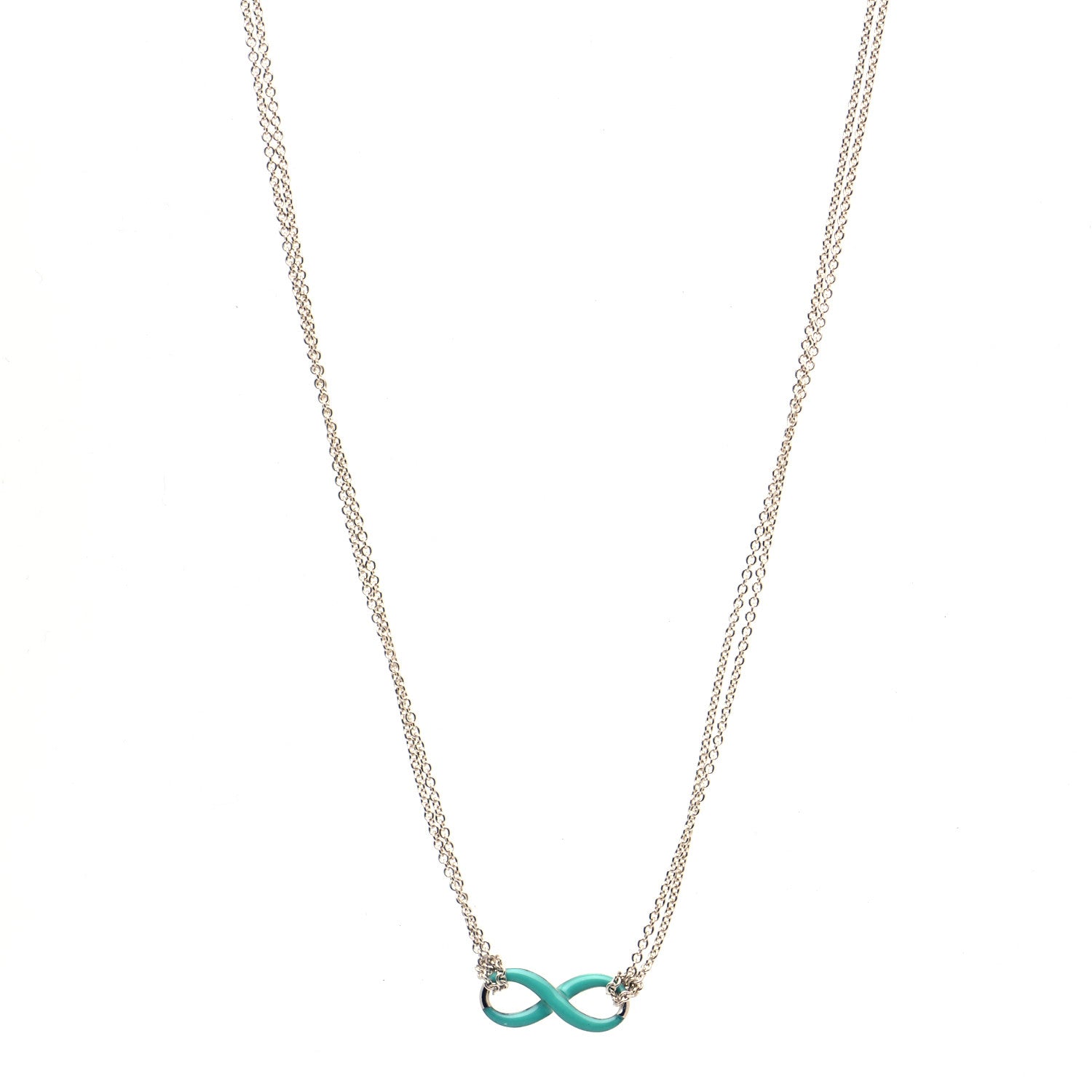 Tiffany Sterling Silver Enamel Infinity Necklace Blue 1 of 6
