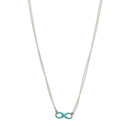 Tiffany Sterling Silver Enamel Infinity Necklace Blue 1 of 6
