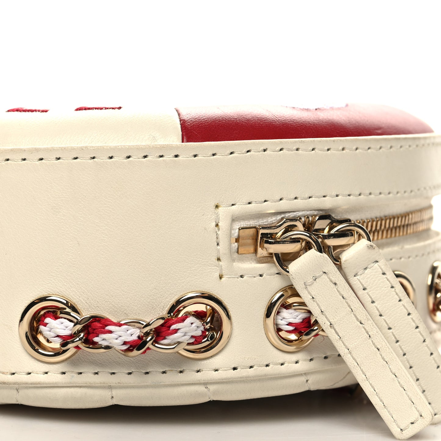 Lambskin Coco Lifesaver Round Bag Red White