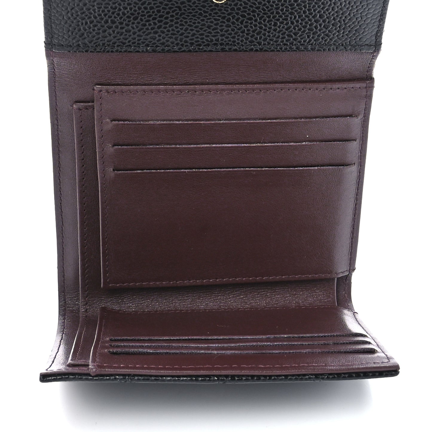 Caviar Quilted Compact Flap Wallet Black