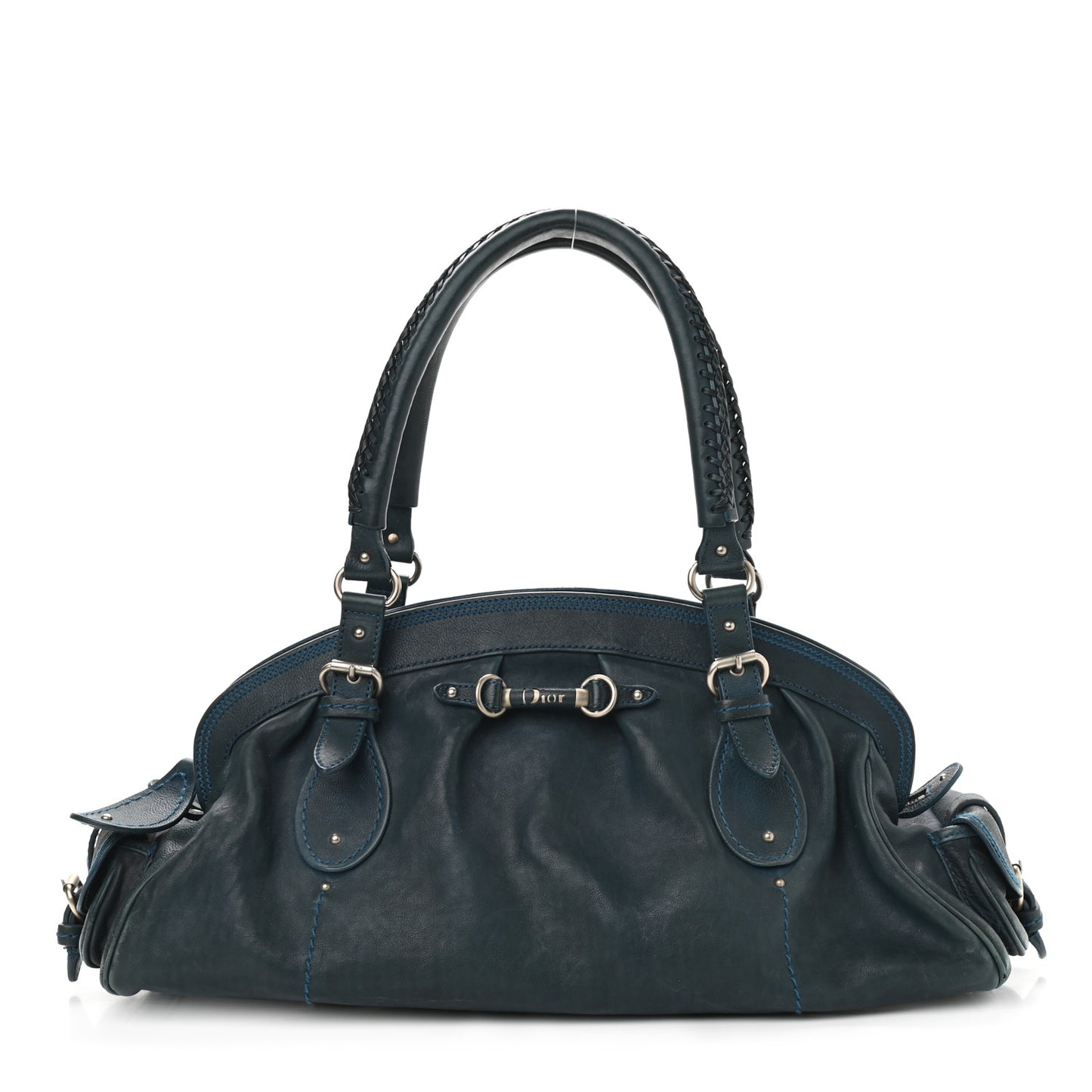 Calfskin Frame Satchel Blue