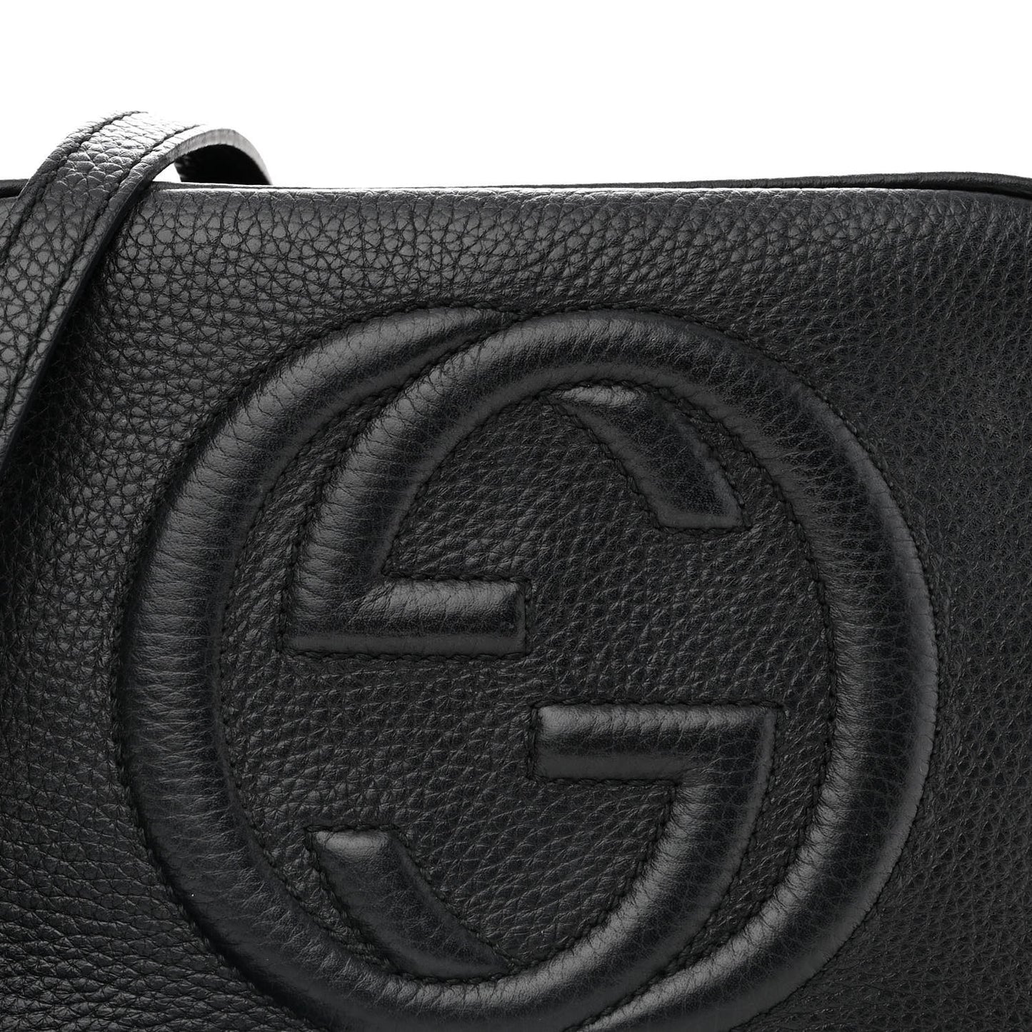 Pebbled Calfskin Small Soho Disco Bag Black