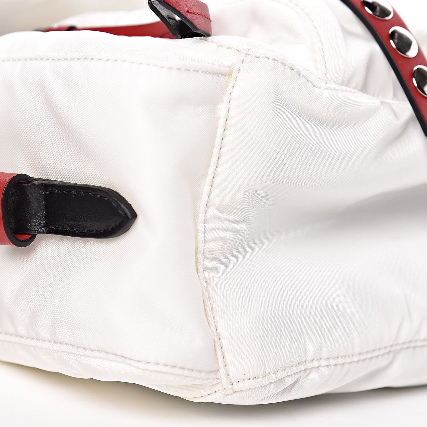 Prada Nylon New Vela Studded Messenger White Fuoco 5 of 12