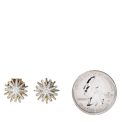 David Yurman 18K Yellow Gold Diamond 14mm Starburst Earrings 2 of 4