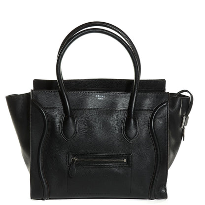 Celine Drummed Calfskin Shoulder Luggage Black 1 of 10