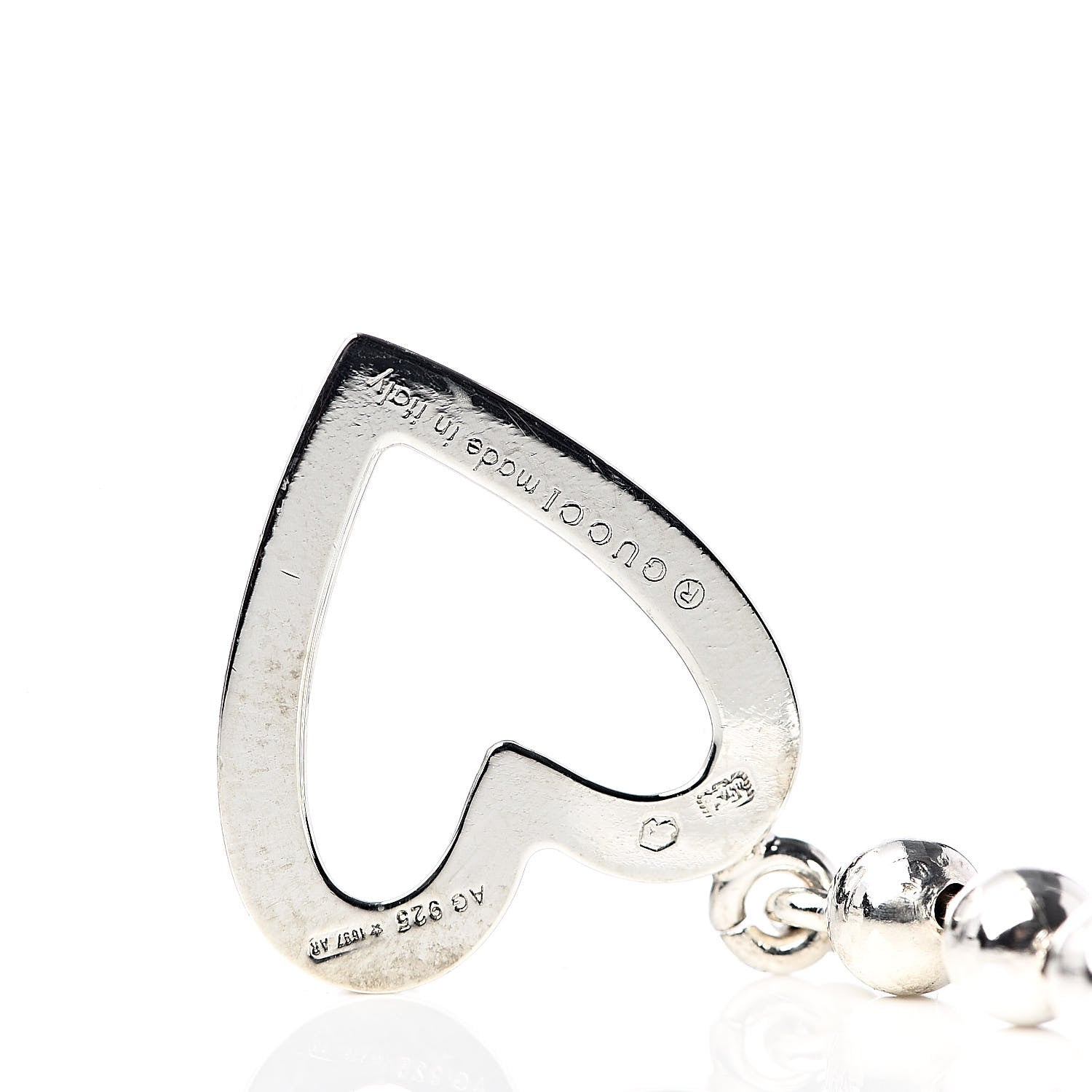 Gucci Sterling Silver Heart Drop Earrings 3 of 3
