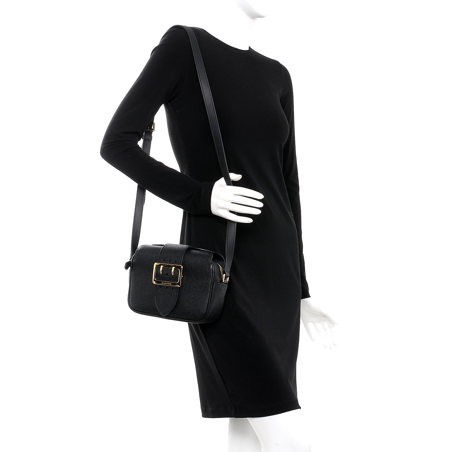 Burberry Soft Grain Calfskin Small Buckle Zip Bag Black 2 of 8