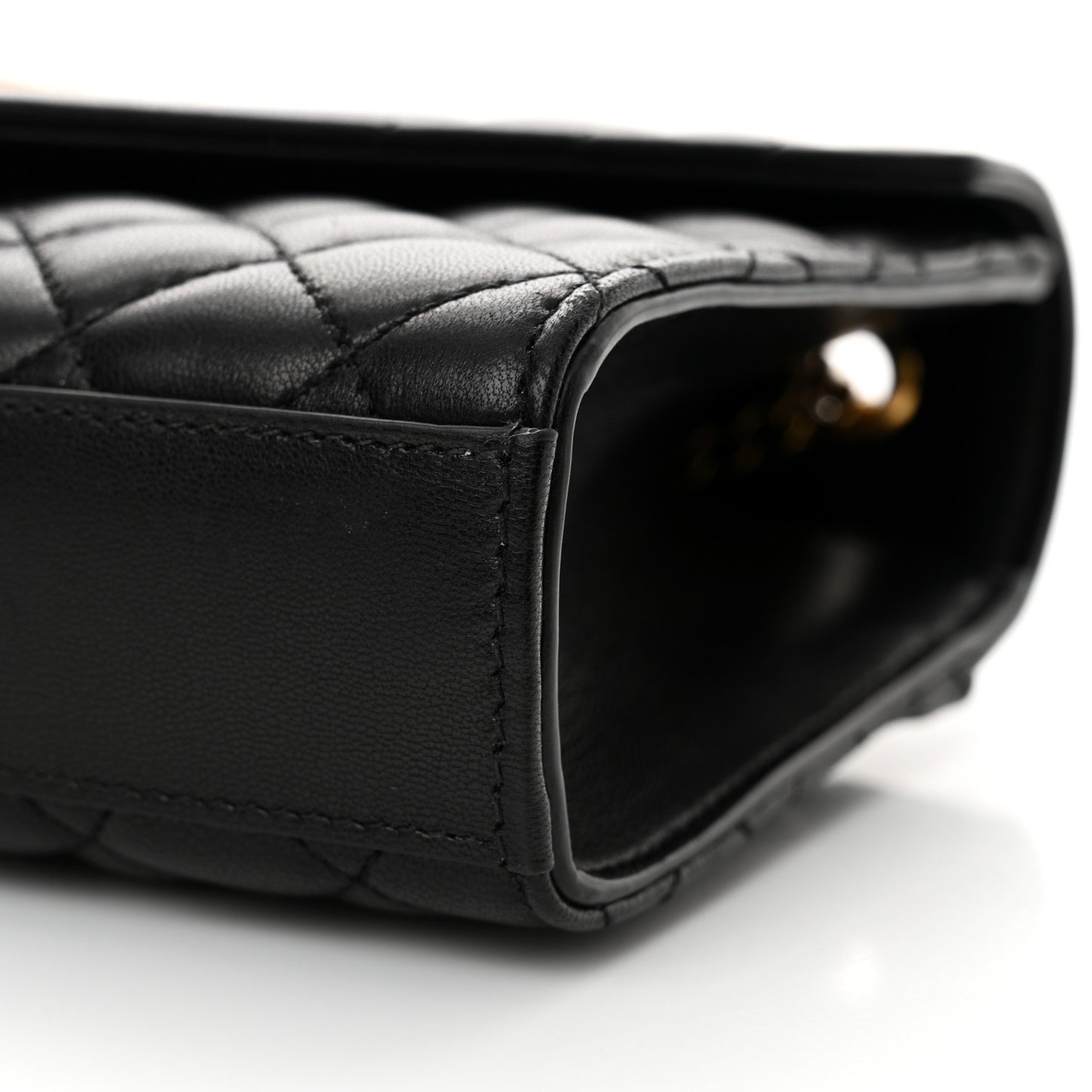 Grain De Poudre Textured Mixed Matelasse Triquilt Small Monogram Satchel Black