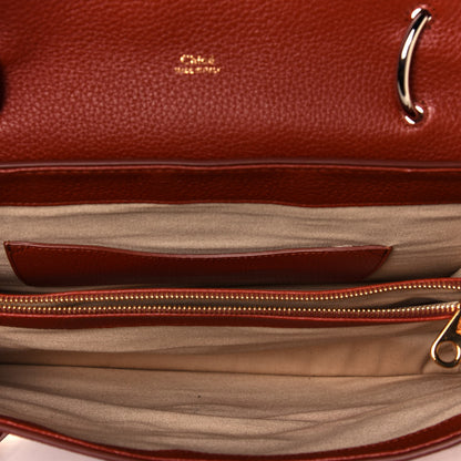 Chloe Grained Deerskin Shiny Calfskin Large Aby Day Shoulder Bag Sepia Brown 4 of 4