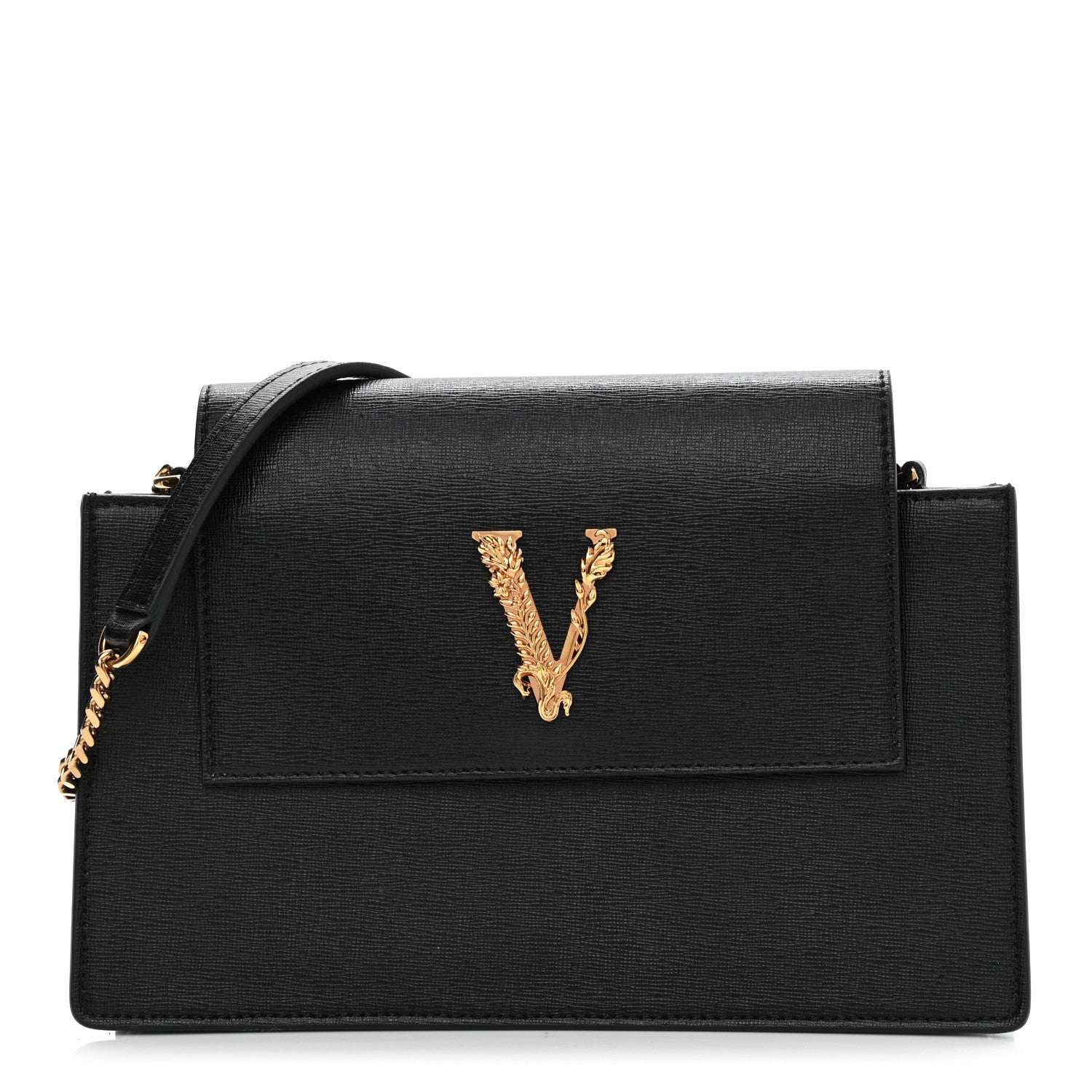 Versace Saffiano Virtus Small Shoulder Bag Black 1 of 12