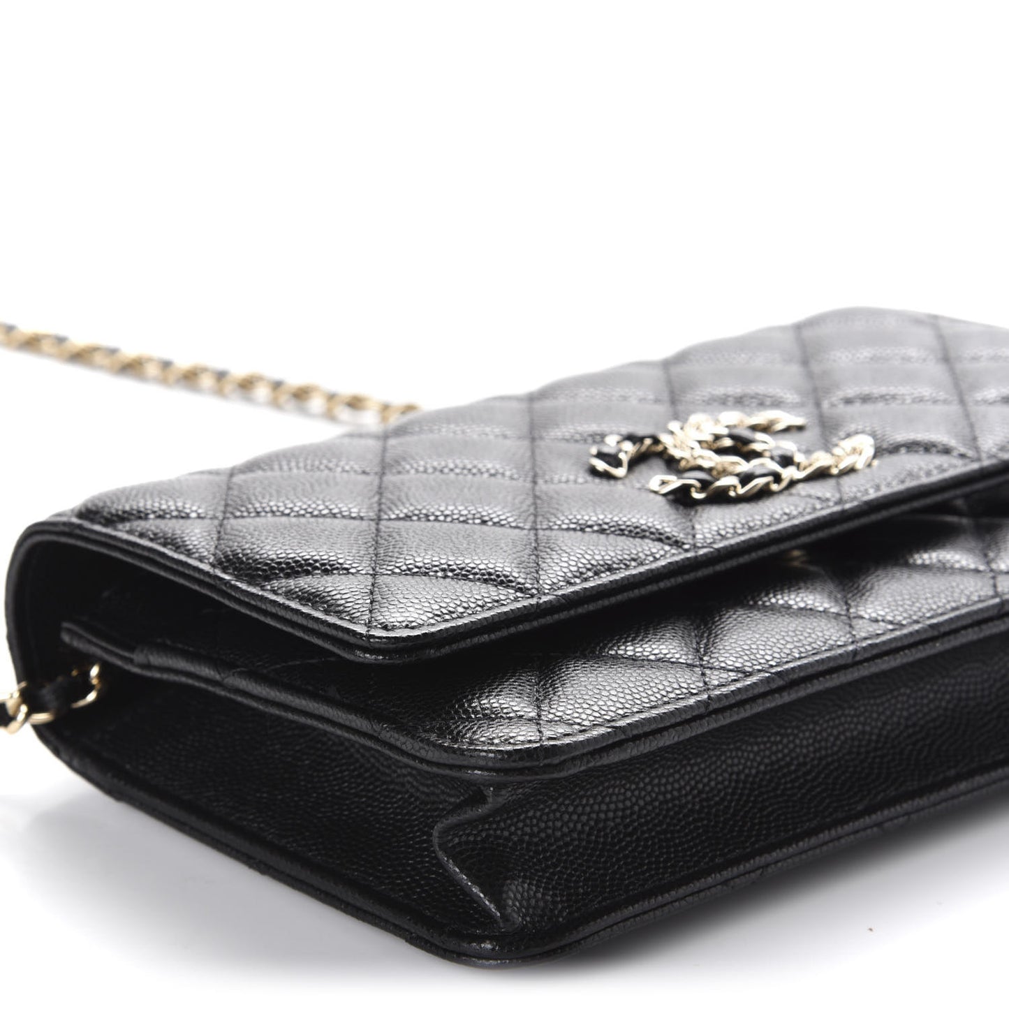 Caviar Quilted French New Wave Chain CC Wallet On Chain WOC Black