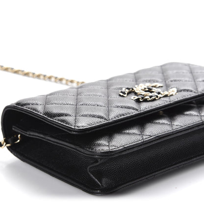 Chanel Caviar Quilted French New Wave Chain CC Wallet On Chain WOC Black 6 of 12
